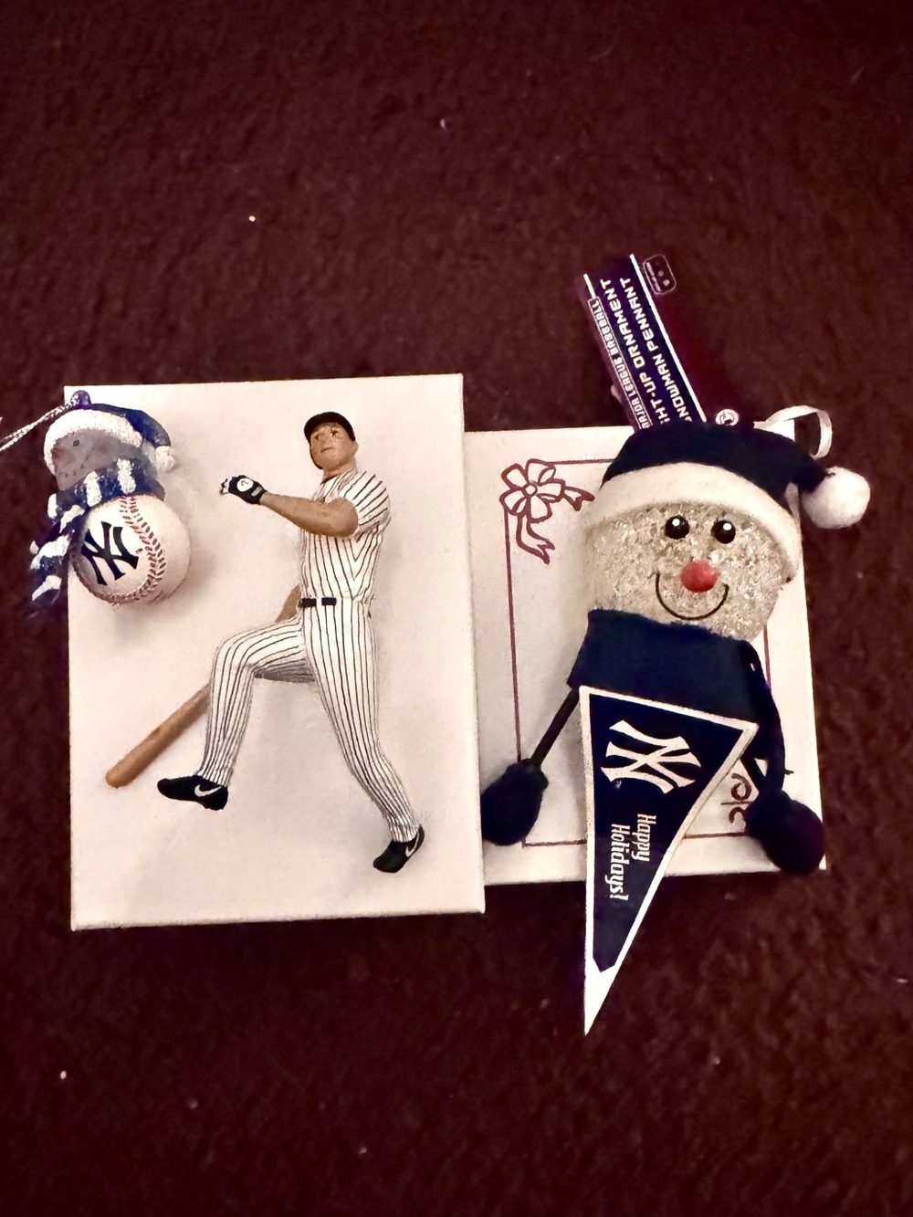 NY Yankees ornaments.  Ornament -
